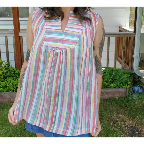 Vintage 70's pastel rainbow striped baby doll style tunic top! Adorable! - Picture 1 of 10
